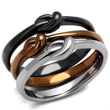 Load image into Gallery viewer, Womens Ring Coffee Black Silver Rope Knot 3 rings in 1 Stainless Steel Ring with No Stone - Jewelry Store by Erik Rayo
