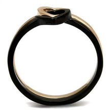 Load image into Gallery viewer, Womens Ring Dual Hearts Rose Gold Black Anillo Para Mujer y Ninos Kids 316L Stainless Steel Ring with No Stone - Jewelry Store by Erik Rayo
