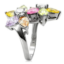 Load image into Gallery viewer, Womens Ring Flowers Multi Color Tear Drop Round Cuts Stainless Steel, AAA CZ - Jewelry Store by Erik Rayo
