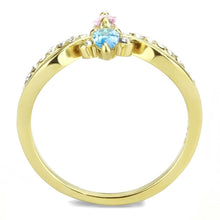 Load image into Gallery viewer, Womens Ring Gold Blue Pink Marquise Tear Drop Stainless Steel Ring with AAA Grade CZ in Multi Color - Jewelry Store by Erik Rayo
