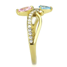 Load image into Gallery viewer, Womens Ring Gold Blue Pink Marquise Tear Drop Stainless Steel Ring with AAA Grade CZ in Multi Color - Jewelry Store by Erik Rayo
