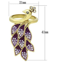 Load image into Gallery viewer, Womens Ring Gold Peacock Purple Stainless Steel Ring with Top Grade Crystal in Multi Color - Jewelry Store by Erik Rayo

