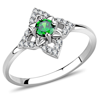 Womens Ring Green Emerald Stainless Steel Ring with AAA Grade CZ - Jewelry Store by Erik Rayo