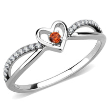 Load image into Gallery viewer, Womens Ring Heart Orange CZ Stainless Steel Ring with AAA Grade - Jewelry Store by Erik Rayo
