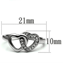 Load image into Gallery viewer, Womens Ring Hearts Stainless Steel Ring with Top Grade Crystal in Clear - Jewelry Store by Erik Rayo
