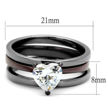 Load image into Gallery viewer, Womens Ring Light Black Dark Brown 316L Stainless Steel Three Piece Ring with AAA Grade CZ in Clear - Jewelry Store by Erik Rayo
