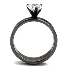 Load image into Gallery viewer, Womens Ring Light Black Dark Brown 316L Stainless Steel Three Piece Ring with AAA Grade CZ in Clear - Jewelry Store by Erik Rayo
