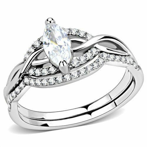 Womens Ring Marquise Cut Stainless Steel Engagement Ring - Jewelry Store by Erik Rayo