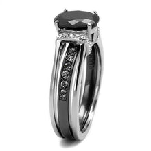 Load image into Gallery viewer, Womens Ring Oval Cut Black CZ Stainless Steel Engagement Ring Set - ErikRayo.com
