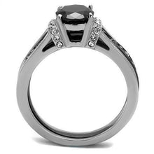 Load image into Gallery viewer, Womens Ring Oval Cut Black CZ Stainless Steel Engagement Ring Set - ErikRayo.com
