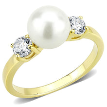 Load image into Gallery viewer, Womens Ring Pearl White Synthetic Stainless Steel - ErikRayo.com
