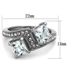 Load image into Gallery viewer, Womens Ring Princess Cut Stainless Steel Ring with AAA Grade CZ in Clear - ErikRayo.com
