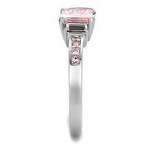 Load image into Gallery viewer, Womens Ring Silver Pink Princess Cut Rose Sapphire CZ Accents Stainless Steel Square Engagement Ring - Jewelry Store by Erik Rayo
