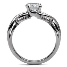 Load image into Gallery viewer, Womens Ring Solitaire Waves Stainless Steel Ring with AAA Grade CZ in Clear - Jewelry Store by Erik Rayo

