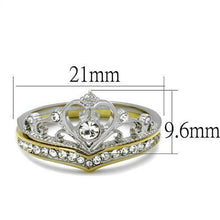 Load image into Gallery viewer, Womens Ring Stainless Steel GP Tiara Crown CZ Crystal Wedding Engagement Ring Band Set - Jewelry Store by Erik Rayo
