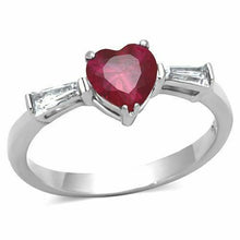 Load image into Gallery viewer, Womens Ring Stainless Steel Red Ruby Heart CZ Baguette Love Engagement Wedding Promise Ring - Jewelry Store by Erik Rayo
