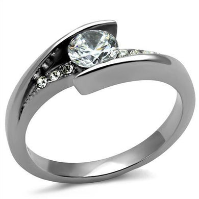 Womens Ring Stainless Steel Ring with AAA Grade CZ in Clear - Jewelry Store by Erik Rayo