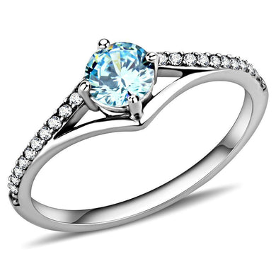 Womens Ring Stainless Steel Ring with AAA Grade CZ in Sea Blue - Jewelry Store by Erik Rayo