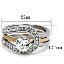 Load image into Gallery viewer, Womens Ring Stainless Steel Rose Gold EP Round cz Wedding Engagement 2 PC Tone Ring Set - Jewelry Store by Erik Rayo

