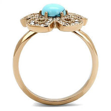 Load image into Gallery viewer, Womens Ring Synthetic Turquoise in Sea Blue Stainless Steel Ring - Jewelry Store by Erik Rayo
