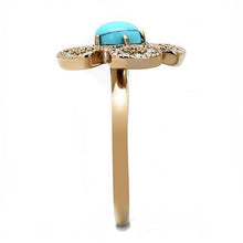 Load image into Gallery viewer, Womens Ring Synthetic Turquoise in Sea Blue Stainless Steel Ring - ErikRayo.com
