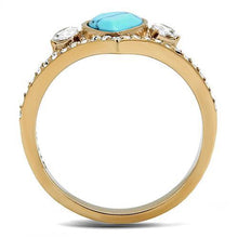 Load image into Gallery viewer, Womens Ring Synthetic Turquoise Stainless Steel Ring in Sea Blue - Jewelry Store by Erik Rayo
