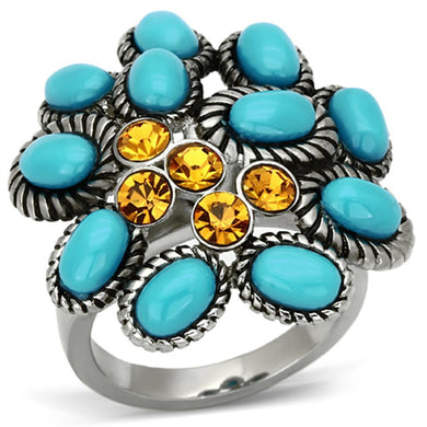 Womens Ring Synthetic Turquoises Stones Stainless Steel - Jewelry Store by Erik Rayo