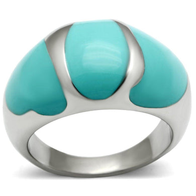 Womens Ring Turquoise Ring Stainless Steel Ring with Epoxy - Jewelry Store by Erik Rayo