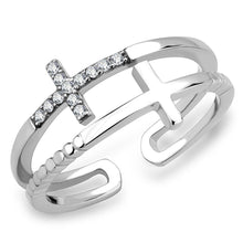 Load image into Gallery viewer, Womens Ring Two Crosses Stainless Steel Ring with AAA Grade CZ in Clear - Jewelry Store by Erik Rayo
