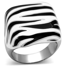 Load image into Gallery viewer, Womens Ring Zebra Stripes Black White Stainless Steel Ring with Epoxy in Multi Color - Jewelry Store by Erik Rayo
