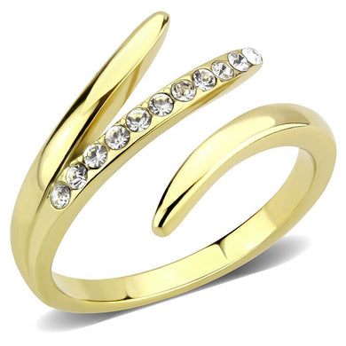Womens Rings Gold Open Stainless Steel Ring with Top Grade Crystal in Clear - Jewelry Store by Erik Rayo