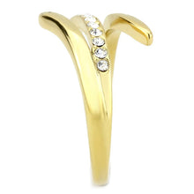 Load image into Gallery viewer, Womens Rings Gold Open Stainless Steel Ring with Top Grade Crystal in Clear - ErikRayo.com
