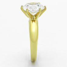 Load image into Gallery viewer, Womens Rings Gold Solitaire Stainless Steel Ring with AAA Grade CZ in Clear - ErikRayo.com
