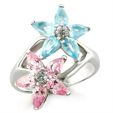 Womens Rings High-Polished 925 Sterling Silver Ring with AAA Grade CZ in Multi Color 49811 - Jewelry Store by Erik Rayo