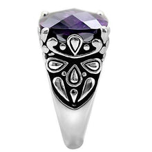 Load image into Gallery viewer, Womens Rings High polished (no plating) 316L Stainless Steel Ring with AAA Grade CZ in Amethyst TK016 - Jewelry Store by Erik Rayo
