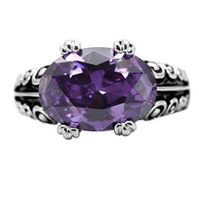 Load image into Gallery viewer, Womens Rings High polished (no plating) 316L Stainless Steel Ring with AAA Grade CZ in Amethyst TK017 - Jewelry Store by Erik Rayo
