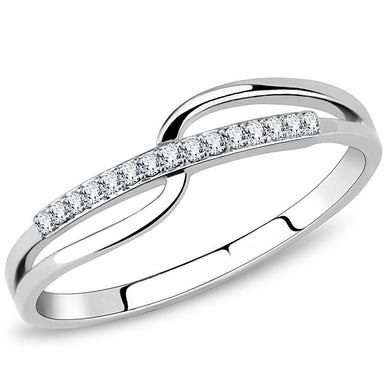 Womens Rings High polished (no plating) 316L Stainless Steel Ring with AAA Grade CZ in Clear DA045 - Jewelry Store by Erik Rayo