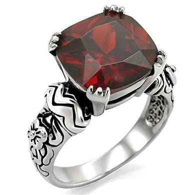 Womens Rings High polished (no plating) 316L Stainless Steel Ring with AAA Grade CZ in Garnet TK018 - Jewelry Store by Erik Rayo