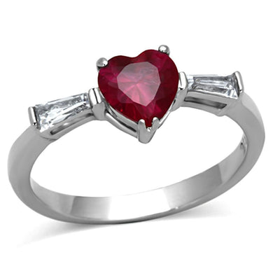 Womens Rings High polished (no plating) 316L Stainless Steel Ring with AAA Grade CZ in Ruby TK1221 - Jewelry Store by Erik Rayo