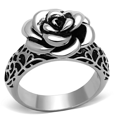 Womens Rings High polished (no plating) 316L Stainless Steel Ring with Epoxy in Jet TK1217 - ErikRayo.com