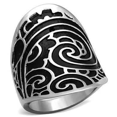Womens Rings High polished (no plating) 316L Stainless Steel Ring with Epoxy in Jet TK1448 - Jewelry Store by Erik Rayo