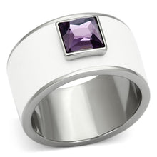 Load image into Gallery viewer, Womens Rings High polished (no plating) 316L Stainless Steel Ring with Glass in Amethyst TK1142 - Jewelry Store by Erik Rayo
