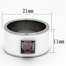 Load image into Gallery viewer, Womens Rings High polished (no plating) 316L Stainless Steel Ring with Glass in Amethyst TK1142 - Jewelry Store by Erik Rayo
