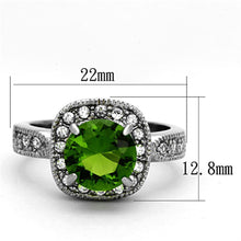 Load image into Gallery viewer, Womens Rings High polished (no plating) 316L Stainless Steel Ring with Glass in Peridot TK1227 - Jewelry Store by Erik Rayo
