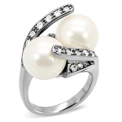 Womens Rings High polished (no plating) 316L Stainless Steel Ring with Pearl in White TK113 - Jewelry Store by Erik Rayo