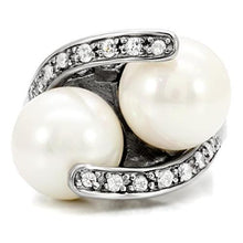 Load image into Gallery viewer, Womens Rings High polished (no plating) 316L Stainless Steel Ring with Pearl in White TK113 - Jewelry Store by Erik Rayo
