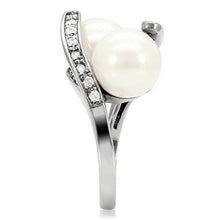 Load image into Gallery viewer, Womens Rings High polished (no plating) 316L Stainless Steel Ring with Pearl in White TK113 - Jewelry Store by Erik Rayo
