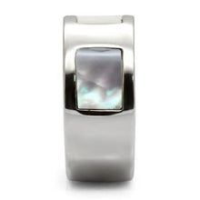 Load image into Gallery viewer, Womens Rings High polished (no plating) 316L Stainless Steel Ring with Precious Stone Conch in White TK043 - Jewelry Store by Erik Rayo
