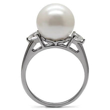 Load image into Gallery viewer, Womens Rings High polished (no plating) 316L Stainless Steel Ring with Synthetic Pearl in Aurora Borealis (Rainbow Effect) TK090 - Jewelry Store by Erik Rayo
