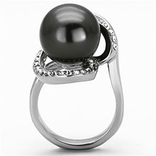 Load image into Gallery viewer, Womens Rings High polished (no plating) 316L Stainless Steel Ring with Synthetic Pearl in Gray TK1218 - Jewelry Store by Erik Rayo
